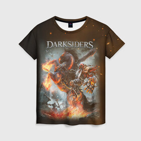Женская футболка 3D с принтом Darksiders (Z) в Ухте, 100% полиэфир ( синтетическое хлопкоподобное полотно) | прямой крой, круглый вырез горловины, длина до линии бедер | azrael | darksiders | darksiders 2 | darksiders 3 | griever | silitha | tiamat | ulthane | vulgrim | wrath of war | всадник апокалипсиса | гнев войны | обугленный совет | руина | ультэйн | чёрный молот