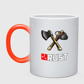 Кружка хамелеон с принтом RUST в Ухте, керамика | меняет цвет при нагревании, емкость 330 мл | action | game | rust | zombie | апокалипсис. | выживание | зомби | игра | лес | радиация | раст