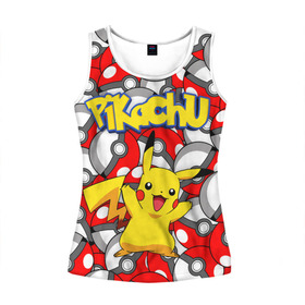 Женская майка 3D с принтом ПИКАЧУ в Ухте, 100% полиэстер | круглая горловина, прямой силуэт, длина до линии бедра | pikachu | pokemon | pokemon go | pokemon going. | pokemons | детектив пикачу | пикачу | пикачу фильм | покемон | покемон го