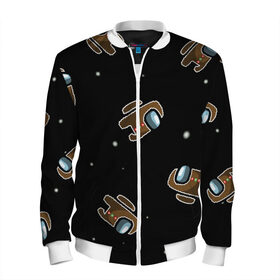 Мужской бомбер 3D с принтом пряник among us в Ухте, 100% полиэстер | застегивается на молнию, по бокам два кармана без застежек, по низу бомбера и на воротнике - эластичная резинка | Тематика изображения на принте: among us | игра | новый год | пряник | рождество