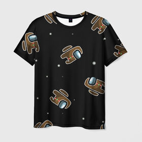 Мужская футболка 3D с принтом пряник among us в Ухте, 100% полиэфир | прямой крой, круглый вырез горловины, длина до линии бедер | Тематика изображения на принте: among us | игра | новый год | пряник | рождество