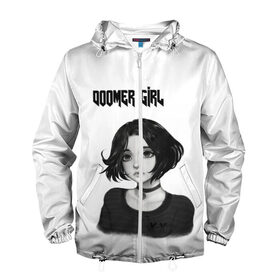 Мужская ветровка 3D с принтом Doomer Girl в Ухте, 100% полиэстер | подол и капюшон оформлены резинкой с фиксаторами, два кармана без застежек по бокам, один потайной карман на груди | Тематика изображения на принте: 20 | 2020 | 2021 | 21 | 2k20 | 2к20 | doomer | girl | girls | mem | meme | memes | wafe | бумер | бумеры | волна | девушка | девушки | думер | думеры | зумер | зумеры | мем | мемы