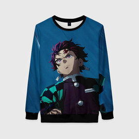 Женский свитшот 3D с принтом Танджиро в Ухте, 100% полиэстер с мягким внутренним слоем | круглый вырез горловины, мягкая резинка на манжетах и поясе, свободная посадка по фигуре | anime | demon slayer | kimetsu no yaiba | аниме | клинок | клинок рассекающий демонов | манга | рассекающий демонов | танджиро | танжиро