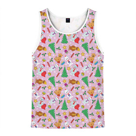 Мужская майка 3D с принтом Новый Год в Ухте, 100% полиэстер | круглая горловина, приталенный силуэт, длина до линии бедра. Пройма и горловина окантованы тонкой бейкой | christmas | merry christmas | дед мороз | ёлка | елочные шары | игрушки | новый год | подарок | праздник | рождество | с новым годом | санта клаус | снежинки | украшения