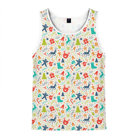 Мужская майка 3D с принтом Новый Год в Ухте, 100% полиэстер | круглая горловина, приталенный силуэт, длина до линии бедра. Пройма и горловина окантованы тонкой бейкой | christmas | merry christmas | дед мороз | ёлка | елочные шары | игрушки | новый год | подарок | праздник | рождество | с новым годом | санта клаус | снежинки | украшения