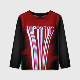 Детский лонгслив 3D с принтом AMONG US - Impostor в Ухте, 100% полиэстер | длинные рукава, круглый вырез горловины, полуприлегающий силуэт
 | among | among us | amongus | crewmate | game | games | imposter | impostor | logo | monster | sabotage | shhh | амонг | амонг ас | амонгас | игра | игры | импостер | космос | крюмейт | лого | логотип | логотипы | монстр | саботаж | символ | сим