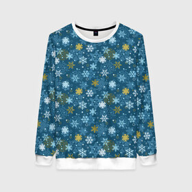 Женский свитшот 3D с принтом Снежинки в Ухте, 100% полиэстер с мягким внутренним слоем | круглый вырез горловины, мягкая резинка на манжетах и поясе, свободная посадка по фигуре | merry christmas | дед мороз | ёлка | зима | мороз | новый год | подарок | праздник | рождество | с новым годом | санта клаус | снег | снеговик | снегурочка | снежинки | снежные узоры | узоры