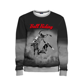 Детский свитшот 3D с принтом Bull Riding в Ухте, 100% полиэстер | свободная посадка, прямой крой, мягкая тканевая резинка на рукавах и понизу свитшота | bull | dude | extreme | fall | helmet | hoofs | horns | sport | sportsman | tail | бык | падение | рога | спорт | спортсмен | хвост | чувак | шлем | экстрим