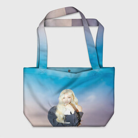 Пляжная сумка 3D с принтом JENNIE BLACKPINK в Ухте, 100% полиэстер | застегивается на металлическую кнопку; внутренний карман застегивается на молнию. Стенки укреплены специальным мягким материалом, чтобы защитить содержимое от несильных ударов
 | blackpink  bts | bp | how you like that | jennie | jisoo | kill this love | lalisa | lalisa monoban | lisa | rose | yg | блекпинк | блэкпинк | голубая | дженни | джису | закат | лалиса | лалиса монобан | лиса | небо | облака | пак розэ | роза | 