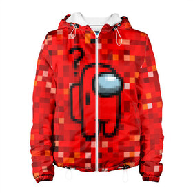 Женская куртка 3D с принтом Pixel Among Us в Ухте, ткань верха — 100% полиэстер, подклад — флис | прямой крой, подол и капюшон оформлены резинкой с фиксаторами, два кармана без застежек по бокам, один большой потайной карман на груди. Карман на груди застегивается на липучку | among us | impostor | mem | pixel | red | амонг ас | вопрос | вопросительный знак | знак вопроса | импостер | импостор | космический | космонавт | мемы | персонажи игр | пиксельный | предатель | пришелец | самозванец