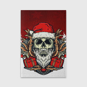 Обложка для паспорта матовая кожа с принтом По харду в Ухте, натуральная матовая кожа | размер 19,3 х 13,7 см; прозрачные пластиковые крепления | new year | арт | графика | дед мороз | зима | новый год | рождество | санта | черепа