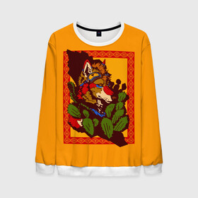 Мужской свитшот 3D с принтом Волк в Ухте, 100% полиэстер с мягким внутренним слоем | круглый вырез горловины, мягкая резинка на манжетах и поясе, свободная посадка по фигуре | 3д | furry | волк | звери | кактус | орнамент | прямоугольник