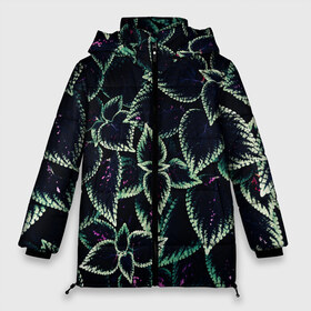 Женская зимняя куртка 3D Зеленые кусты: в Ухте, верх — 100% полиэстер; подкладка — 100% полиэстер; утеплитель — 100% полиэстер | длина ниже бедра, силуэт Оверсайз. Есть воротник-стойка, отстегивающийся капюшон и ветрозащитная планка. 
Боковые карманы с листочкой на кнопках и внутренний карман на молнии | зеленый | зелень | кусты | природа | растение | розовый | салатовый