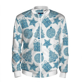 Мужской бомбер 3D с принтом новый год в Ухте, 100% полиэстер | застегивается на молнию, по бокам два кармана без застежек, по низу бомбера и на воротнике - эластичная резинка | елка | звезда | новый год | подарок | рождество