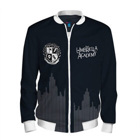 Мужской бомбер 3D с принтом Umbrella Academy в Ухте, 100% полиэстер | застегивается на молнию, по бокам два кармана без застежек, по низу бомбера и на воротнике - эластичная резинка | 