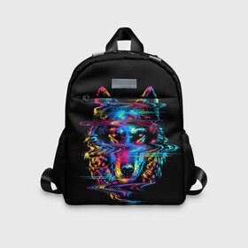 Детский рюкзак 3D с принтом Волк в Ухте, 100% полиэстер | лямки с регулируемой длиной, сверху петелька, чтобы рюкзак можно было повесить на вешалку. Основное отделение закрывается на молнию, как и внешний карман. Внутри дополнительный карман. По бокам два дополнительных кармашка | Тематика изображения на принте: 2021 | wolf | волк | волки | волчица | галактика | галактический волк | дог | зверь | коготь | когти | космический волк | космос | с волком | след зверя | собака | хищник