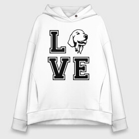 Женское худи Oversize хлопок с принтом Лабрадор в Ухте, френч-терри — 70% хлопок, 30% полиэстер. Мягкий теплый начес внутри —100% хлопок | боковые карманы, эластичные манжеты и нижняя кромка, капюшон на магнитной кнопке | dog | labrador | retriver | домашний питомец | дрессировщик | друг человека | кинолог | лабрадор | любитель собак | люблю | любовь | питомник | радость | ретривер | слюни | собака | собаковод | собачка