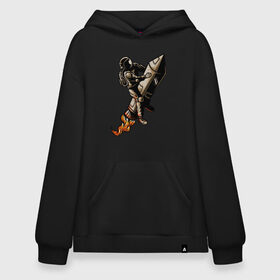 Худи SuperOversize хлопок с принтом Астронавт на ракете в Ухте, 70% хлопок, 30% полиэстер, мягкий начес внутри | карман-кенгуру, эластичная резинка на манжетах и по нижней кромке, двухслойный капюшон
 | астронавт | космонавт | космос | костюм | скафандр | хипстер | шлем