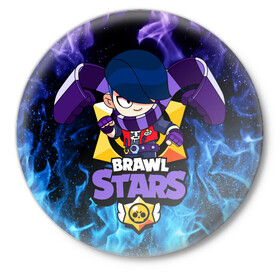 Значок с принтом BRAWL STARS EDGAR в Ухте,  металл | круглая форма, металлическая застежка в виде булавки | brawl stars | brawl stars edgar | brawler | edgar | бравл старз | бравлер | эдгар