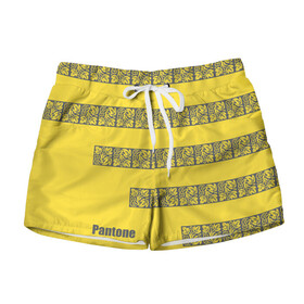Женские шорты 3D Узор Pantone 2021: в Ухте, 100% полиэстер | прямой крой, два кармана без застежек по бокам. Мягкая трикотажная резинка на поясе, внутри которой широкие завязки. Длина до середины бедра | abstraction | colors of the year | illuminating | leaves | stripes | texture | ultimate grey | абстракция | листья | полосы | текстура | цвета года