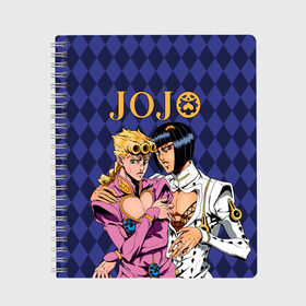 Тетрадь с принтом JOJO в Ухте, 100% бумага | 48 листов, плотность листов — 60 г/м2, плотность картонной обложки — 250 г/м2. Листы скреплены сбоку удобной пружинной спиралью. Уголки страниц и обложки скругленные. Цвет линий — светло-серый
 | jojo log | jojo no kimyou na bouken | jojos bizarre adventure | невероятное приключение джоджо