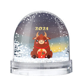 Снежный шар с принтом Бык с подарками 2021 в Ухте, Пластик | Изображение внутри шара печатается на глянцевой фотобумаге с двух сторон | 2021 | 7 января | bull | newyear | santa | бык | быки | бычок | год быка | дед мороз | корова | новогодние каникулы | новогодние праздники | новый 2021 | новый год | новый год 2021 | рождество | сани | санта | санта клаус