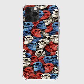 Чехол для iPhone 12 Pro с принтом Черепа троллей (триколор) в Ухте, силикон | область печати: задняя сторона чехла, без боковых панелей | problem | trollface | мем | патриот | паттерн | тролль | флаг | череп