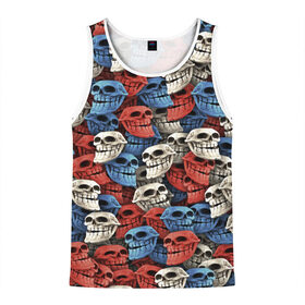 Мужская майка 3D с принтом Черепа троллей (триколор) в Ухте, 100% полиэстер | круглая горловина, приталенный силуэт, длина до линии бедра. Пройма и горловина окантованы тонкой бейкой | problem | trollface | мем | патриот | паттерн | тролль | флаг | череп