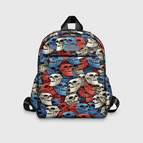 Детский рюкзак 3D с принтом Черепа троллей (триколор) в Ухте, 100% полиэстер | лямки с регулируемой длиной, сверху петелька, чтобы рюкзак можно было повесить на вешалку. Основное отделение закрывается на молнию, как и внешний карман. Внутри дополнительный карман. По бокам два дополнительных кармашка | problem | trollface | мем | патриот | паттерн | тролль | флаг | череп