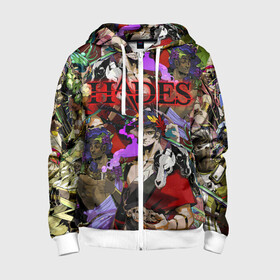 Детская толстовка 3D на молнии с принтом HADES в Ухте, 100% полиэстер |  манжеты и пояс оформлены широкой мягкой резинкой, двухслойный капюшон со шнурком для регулировки, спереди карманы и застежка-молния
 | Тематика изображения на принте: aphrodite | artemis | athena | hade | hades | nyx. | poseidon | zagreus | zeus | афродита | загрей | зевс | игра hades | посейдон