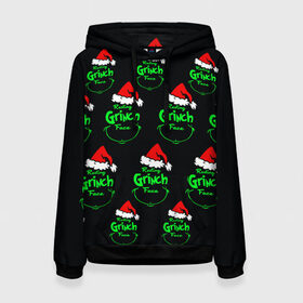 Женская толстовка 3D с принтом Grinch Face в Ухте, 100% полиэстер  | двухслойный капюшон со шнурком для регулировки, мягкие манжеты на рукавах и по низу толстовки, спереди карман-кенгуру с мягким внутренним слоем. | 2020 | 2021 | grinch | белая | год | гринч | елка | женская | зеленый | красная | мужская | мультфильм | надпись | нг | новый | подарок | полосы | праздник | рождества | свитер | сердце | смайл | фильм | шапка