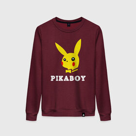 Женский свитшот хлопок с принтом Pikaboy в Ухте, 100% хлопок | прямой крой, круглый вырез, на манжетах и по низу широкая трикотажная резинка  | 