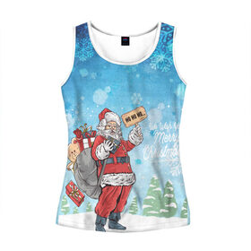 Женская майка 3D с принтом Зимушка в Ухте, 100% полиэстер | круглая горловина, прямой силуэт, длина до линии бедра | new year | арт | графика | дед мороз | зима | новый год | рождество | санта