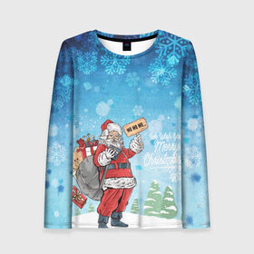 Женский лонгслив 3D с принтом Зимушка в Ухте, 100% полиэстер | длинные рукава, круглый вырез горловины, полуприлегающий силуэт | new year | арт | графика | дед мороз | зима | новый год | рождество | санта