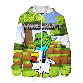 Мужская куртка 3D с принтом MINECRAFT в Ухте, ткань верха — 100% полиэстер, подклад — флис | прямой крой, подол и капюшон оформлены резинкой с фиксаторами, два кармана без застежек по бокам, один большой потайной карман на груди. Карман на груди застегивается на липучку | Тематика изображения на принте: minecraft | аид | алмазы | игра майнкрафт | компот | компот. | майнкрафт | нуб | скин