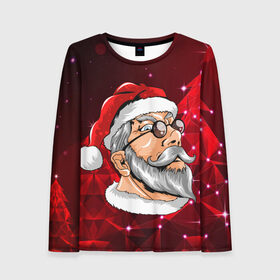 Женский лонгслив 3D Кульный дед: в Ухте, 100% полиэстер | длинные рукава, круглый вырез горловины, полуприлегающий силуэт | new year | арт | графика | дед мороз | зима | новый год | рождество | санта