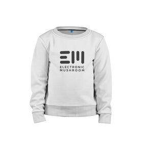 Детский свитшот хлопок с принтом Электронный Гриб Черный в Ухте, 100% хлопок | круглый вырез горловины, эластичные манжеты, пояс и воротник | 