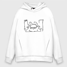 Мужское худи Oversize хлопок с принтом Курсэд Кэтс Семь в Ухте, френч-терри — 70% хлопок, 30% полиэстер. Мягкий теплый начес внутри —100% хлопок | боковые карманы, эластичные манжеты и нижняя кромка, капюшон на магнитной кнопке | cat | community | electronic mushroom | meme