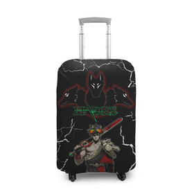 Чехол для чемодана 3D с принтом Hades  в Ухте, 86% полиэфир, 14% спандекс | двустороннее нанесение принта, прорези для ручек и колес | cracks | dark | fire | game | game   hades | hades | hades print | hades t shirt | zagreus | zagreus print | загрей | игра | игра   hades | кофта hades | огонь | принт hades | принт загрей | темный | трехглавый цербер | трещины | футболка 