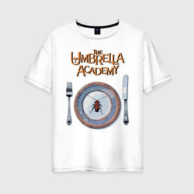 Женская футболка хлопок Oversize с принтом Академия Амбрелла в Ухте, 100% хлопок | свободный крой, круглый ворот, спущенный рукав, длина до линии бедер
 | the umbrella academy | umbrella | академия амбрелла | амбрелла | герб | зонтик | комиксы