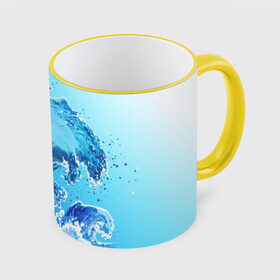 Кружка с принтом Волна с фоном в Ухте, керамика | ёмкость 330 мл | акварель | брызги | вода | волны | море | океан