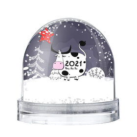 Снежный шар с принтом Корова 2021 в Ухте, Пластик | Изображение внутри шара печатается на глянцевой фотобумаге с двух сторон | 2021 | 7 января | bull | newyear | santa | бык | быки | бычок | год быка | дед мороз | корова | новогодние каникулы | новогодние праздники | новый 2021 | новый год | новый год 2021 | рождество | сани | санта | санта клаус
