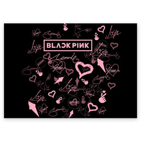 Поздравительная открытка с принтом BLACKPINK в Ухте, 100% бумага | плотность бумаги 280 г/м2, матовая, на обратной стороне линовка и место для марки
 | Тематика изображения на принте: blackpink | blink | bts | exo | icecream | jennie | jisoo | korea | kpop | lisa | love | rose | блекпинк | девушки | корея | кпоп | музыка