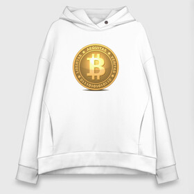 Женское худи Oversize хлопок с принтом BITCOIN в Ухте, френч-терри — 70% хлопок, 30% полиэстер. Мягкий теплый начес внутри —100% хлопок | боковые карманы, эластичные манжеты и нижняя кромка, капюшон на магнитной кнопке | bitcoin | btc | биткоин | валюта | деньги | криптовалюта