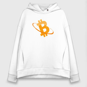 Женское худи Oversize хлопок с принтом BITCOIN в Ухте, френч-терри — 70% хлопок, 30% полиэстер. Мягкий теплый начес внутри —100% хлопок | боковые карманы, эластичные манжеты и нижняя кромка, капюшон на магнитной кнопке | bitcoin | btc | биткоин | валюта | деньги | криптовалюта