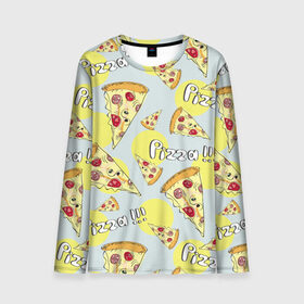 Мужской лонгслив 3D Узор Куски пиццы: в Ухте, 100% полиэстер | длинные рукава, круглый вырез горловины, полуприлегающий силуэт | еда | желтый | кусок | паттерн | пеперони | пицца | узор | фастфуд