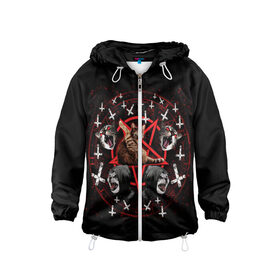 Детская ветровка 3D с принтом Satanic Cat в Ухте, 100% полиэстер | подол и капюшон оформлены резинкой с фиксаторами, по бокам два кармана без застежек, один потайной карман на груди | satan | киска | кот | кот мем | кошечка | кошка | кошки и коты | лиса | лисы | мем | мемы | с кошкой | сатана