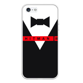 Чехол для iPhone 5/5S матовый с принтом Hitman III в Ухте, Силикон | Область печати: задняя сторона чехла, без боковых панелей | hitman | hitman 3 | hitman iii | бабочка | костюм | красный | надпись | хитман | хитман 3