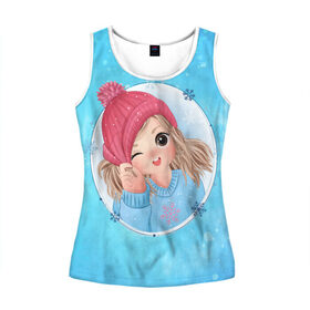 Женская майка 3D с принтом Sweet girl в Ухте, 100% полиэстер | круглая горловина, прямой силуэт, длина до линии бедра | Тематика изображения на принте: new year | арт | графика | дед мороз | зима | новый год | рождество | санта
