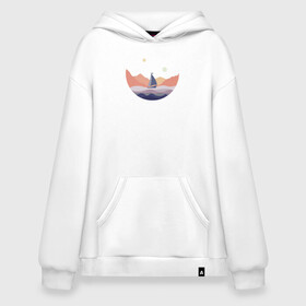 Худи SuperOversize хлопок с принтом Яхта в океане в Ухте, 70% хлопок, 30% полиэстер, мягкий начес внутри | карман-кенгуру, эластичная резинка на манжетах и по нижней кромке, двухслойный капюшон
 | лодка | море | океан | путешествия | яхта | яхтинг